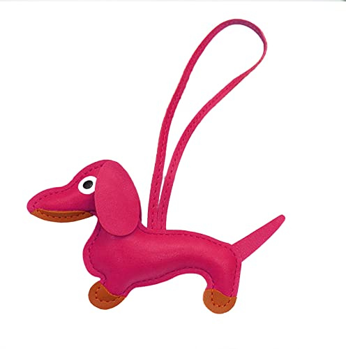 LUOFENG Mini süßer Dackel-Hund-Schlüsselanhänger-Anhänger, schöner PU-Leder-Tiere-Schlüsselanhänger für Handtasche, Tasche, Rucksack, Handtasche