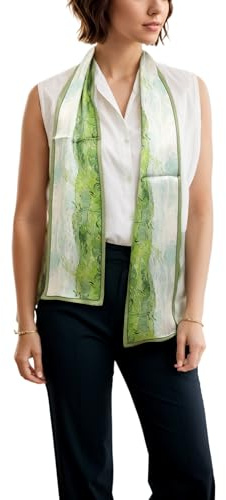 Prettystern Herren Damen elegant 2-lagig schmal langer Krawatten-Schal SeidenSchal Halstuch für Fühling und Sommer
