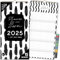 Paarplaner 2025 3 Spalten SCHWARZ WEIß Planer für Zwei 2025 und Okt-Dez 2024 Partnerkalender 16x32,5cm Paarkalender f. Paare 2025 Wandplaner 2 Personen STICKER Recycling Urlaub Black and White