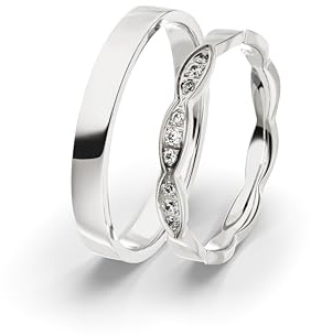 Kolibri Rings Eheringe Gold 333 9 Diamanten Trauringe Verlobungsringe Set Paarpreis - Gratis Etui und Gravur