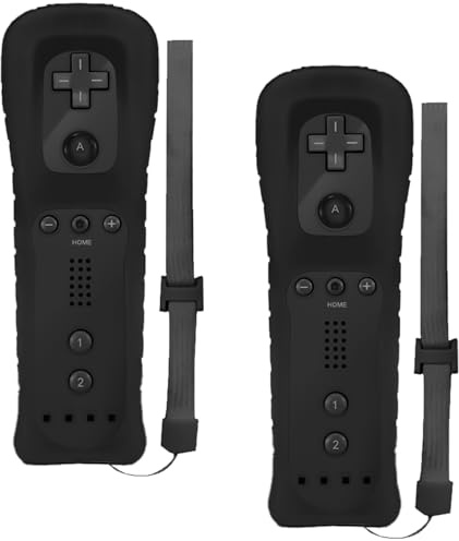 2x télécommande Wii, contrôleur de jeu contrôleur Wii télécommande sans fil connexion du capteur de mouvement contrôleur de manette de jeu de remplacement pour console Wii et Wii avec étui & dragonne