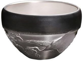 CAPIJIONG Taza de té de plata dorada de arcilla morada de 130 ml, taza de té de plata dorada estilo chino, taza de té de plata dorada - Grulla