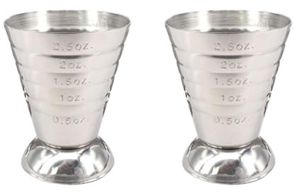 Alipis 2piezas Copa Jigger Inoxidable Onzas y Taza Medidora Para Cócteles y Bebidas Diseño Para Medición Precisa
