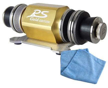 Duke-Handel RS Premium Rollenschärfer, Diamant Rollenschleifer für Messer & Scheren, Ballig/Konvex X-Schliff, Nass- & Trockenschliff, inkl. Mikrofasertuch (Gold Edition)