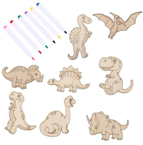 SOLUSTRE 3sätze Spielzeug Dinosaurier Unfertige Holzausschnitte Zum Bemalen DIY Holz Farbe Handwerk Kreative Graffiti Spielzeug Für Junge Mädchen