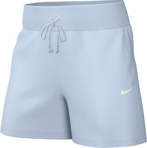 Nike Sportswear Phoenix Fleece Damen-Shorts Mit Hohem Bund, Blue Tint/Sail, FD1409-423, M