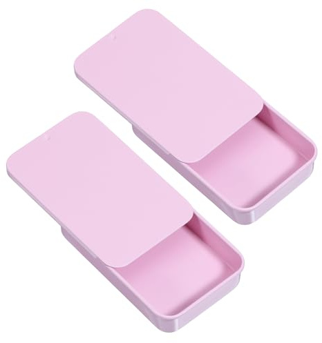Kleine Dosen, 2 Stück Blechdose mit Deckel, 8×5×1.5cm Rosa Kleine Metalldose Rechteckige Metallbox Tragbare Mini Metalldosenbehälter Aufbewahrungsbox für Süßigkeiten Kleinen Gegenständen Ohrringen