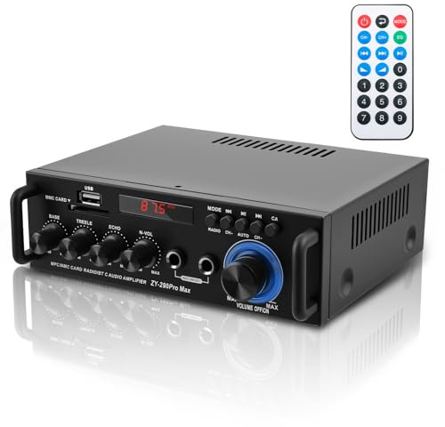 Hi-Fi Stereo Amplifier 60W x 2 with Bluetooth 5.0, Lossless USB/SD Playback (FLAC/WAV/APE), Optical Input & Karaoke, Bluetooth Amplifier for Speakers, Hi-Fi Amplifiers for Car Audio & Outdoor Use