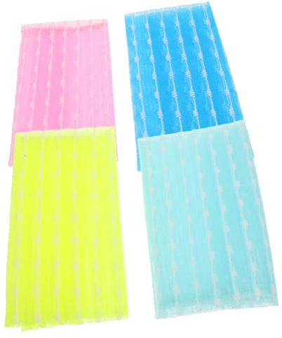 VALICLUD 4piezas Toallitas Exfoliantes para Ducha Toalla de Baño Larga Toallita de Nailon Paño de Ducha Exfoliante Uso Cuerpo y Cara