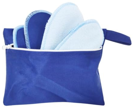 LRXIYODE Stoff Menstruationsbinden 8 Stück Waschbare Damenbinden aus Polyester Blau mit Hoher Saugfähigkeit und Komfort Inklusive Reißverschlusstasche Geeignet für Wochenbett und Reisen