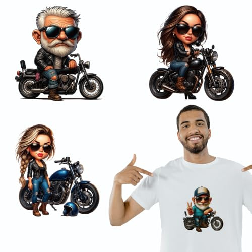 arricraft 4 hojas de pegatinas de moda para motociclista, pegatinas de transferencia de impresión para ropa de bricolaje