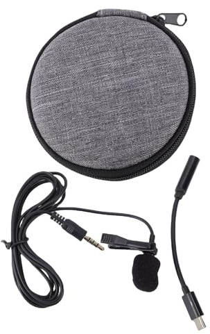 Jectse Microfono Lavalier, di Registrazione Stereo Dinamica Sul Microfono con Riduzione del Rumore e Ampia Risposta in Frequenza 30 Hz 15 KHz, per Interviste di Vlogging in