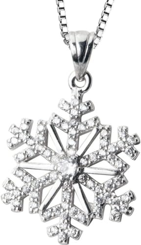 Silverhalsband,Snöflingahalsband för kvinnor S925 Sterling Snowflake Zirkonhänge Snyggt Trendigt Choker Chain Bohemia Smycken Hennes tjejer Par