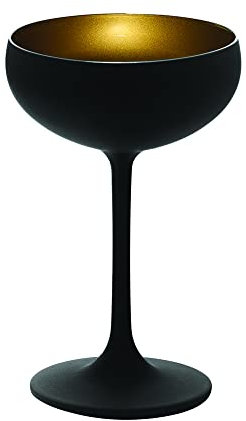 Stölzle Lausitz Copas de Champagne Elements 6x230 ml – Elegantes Copas Cristal Negro/Oro – Ideales para Champagne Prosecco y Cócteles – Resistentes, Sin Plomo, Aptas para Lavavajillas