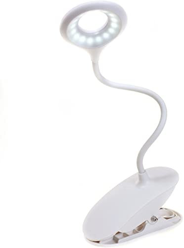 HIMRY® LED Buchlampe Klemmlampe, Dimmbar Touchsensor Helligkeit Stufenlos einstellbar, Klemmleuchte Klemmfuß Schwanenhals, USB Kabel u Adapter, Arbeitsplatzleuchten, Weiß, KXD6000N-EU-white