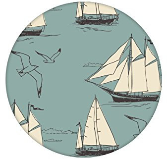 Hellblaue, klassische Segler Tapete Die Regatta mit Segelbooten und Möwen angepasst an Farrow and Ball Farben - GMM Vliestapete Tiere, Kinder maritime Wand Dekoration (Muster 20 x 46,5cm)