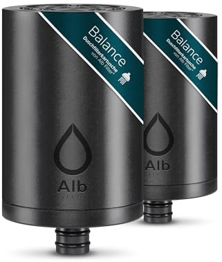 Alb Filter BALANCE Ersatzkartusche Dusche 2er-Set | Aktivkohle, KDF & über 30 Mineralien, mineralisiert & stabilisiert das Duschwasser, Made in Germany