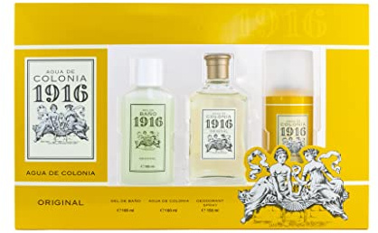 1916 - Coffret Original Homme et Femme, Eau de Cologne, Cologne 100 ml + Déodorant Spray 150 ml + Gel Bain 100 ml, Parfum Unisexe, Parfum Agrumes et Floral, Arôme Longue Durée