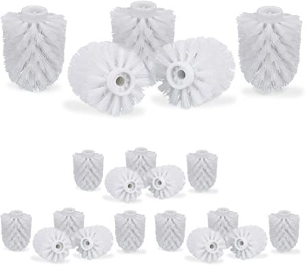 Relaxdays Juego 20 Cepillos de Recambio Escobilla de Baño, Plastico, Rosca de 9,5 mm y Diámetro de 7 cm, Blanco