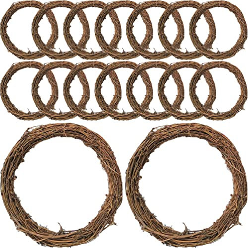 Veemoon Grapevine Christmas Wreath 16pcs Natural Rattan DIY Wreathes Vine Branches Wreath Rattan Wreath Making Hoops Small Grapevine Wreath