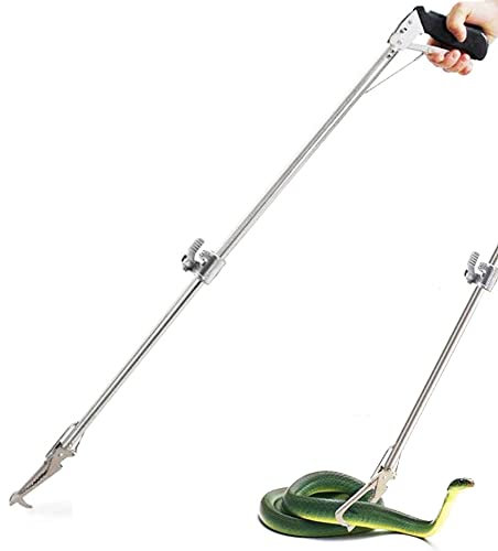 V-Cheetong Schlangenfänger-Zange, robustes Werkzeug mit Zick-Zack-Breite Backe und Metall-Automatikverriegelung, Edelstahl-Reptiliengreifer, Rasselfänger