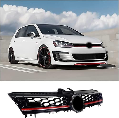 REXGEL Auto Front Kühlergrille für Golf 7 GTI/GTD 2014-2017, Auto Front Kühlergrille Frontstoßstange Radiator Kühlergrille Mittelnetz Grilles