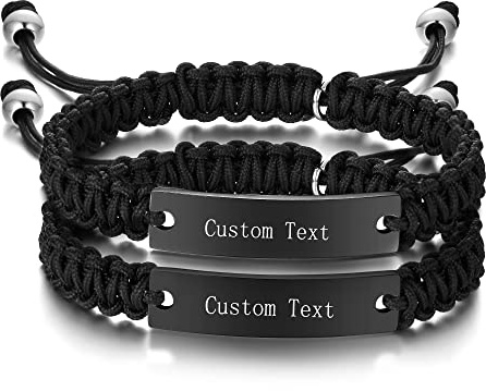 VNOX Bracelet Couple Infinity Symbole Coeur Acier Inoxydable Tissé à la main Couple Bracelet Yin Yang pour elle et son Partenaire Valentine Cadeau