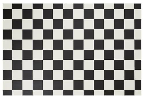 misento PVC Bodenbelag Schachbrettmuster Fliesenoptik Boden Fußboden mit Gesamtdicke von 2,8mm und Nutzschicht 0,2 mm 200 x 450 cm Schwarz-weiß