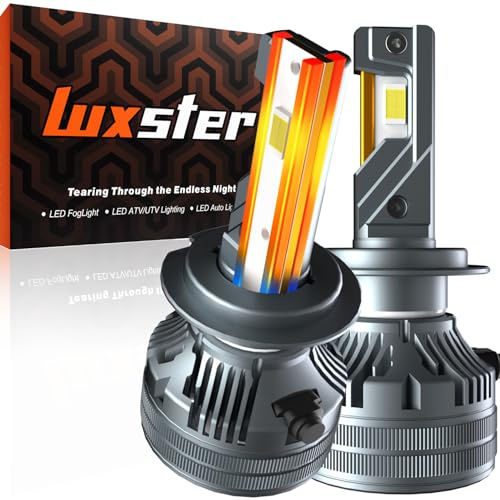 LUXSTER Punisher H7 LED Bulbs, 60000LM Ultra Bright, Triple Copper Pipes Cooling Tech(Unique), Plug-N-Play Installation, 6000K Pure White, IP68 Waterproof, Pack of 2