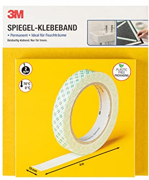 3M Spiegel Klebeband - 4 Meter, Permanent, ideal für Feuchträume - beidseitig klebend