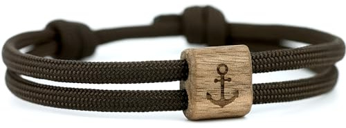 KOMIMAR Holz Surfer Armband Anker in vielen Farben - Glücksbringer - Geschenkidee - Treibholz Gravurarmband - Wichtelgeschenke