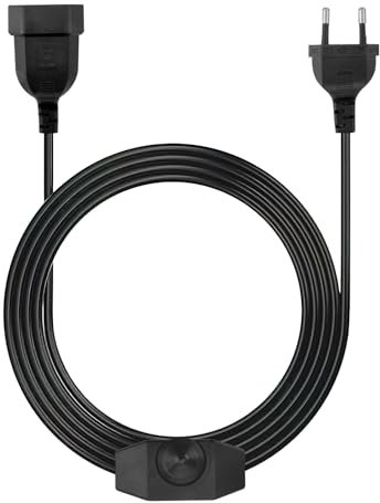 DAWRIS LED Dimmer Mit Schalter, 2 Meter Schnurdimmer 230V, 220-250V / 100W Max, EURO Stecker Verlängerungskabel Drehdimmer für Lampen