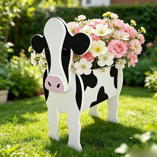 Maceta en Forma de Vaca: Bonita Maceta con diseño de Vaca, Regalo para cumpleaños, mudanza o Navidad. Ideal para jardín, balcón y terraza – para suculentas y Plantas en Maceta.
