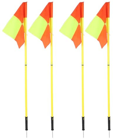BusoTh Robustes Fußball-Eckfahnen-Set mit 4 Federbelasteten Eckfahnen für Training und Outdoor, Fußballplatzausrüstung, Einfach zu Bedienen, Leuchtende Farben, Vielseitig, Leicht und