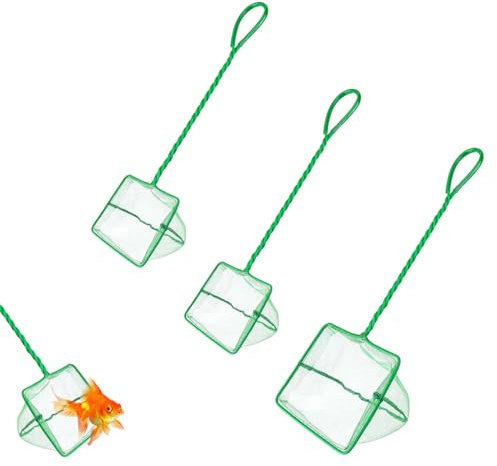 Xmart 3 Pezzi Rete da Pesca Acquario Quadrato Guadino per Aquarium Verde Retino a Maglia Fine Rete Pesci D'acquario per Acquari Laghetti Laghi (2 Dimensioni)
