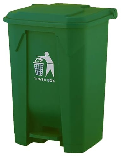 Recycling Pedal Bin with Foot Opening for Home, Kitchen, Bathroom and Outdoor Use - Indoor Green 80-Litre Waste Container