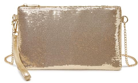 Miss Lulu Women Fashion Sequin Mini Clutch, Women's Small Crossbody Bag for Weddings, Dates, and Various Occasions