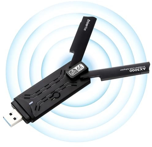 5400mbps WiFi Dongle | 3.0 WiFi 6E Adapter | USB Network | Wireless Gigabit with Network Card Tri-Band 2.4G/5G/6G WPA3 Encryption | Receiver External Antenna | Support Windows 11/10