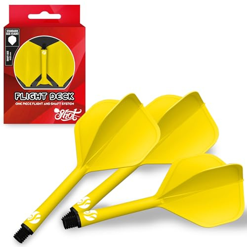 Shot! Darts Flight Deck One Piece Dart Flight and Shaft System, Reduced Deflections, Standard Shaped Flight (350 Micron), Available in Set of 3