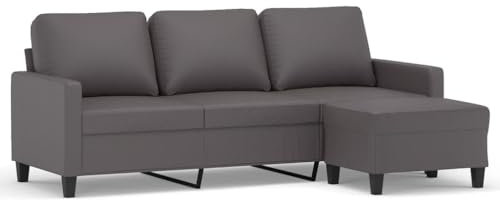 ULUYYUC Chaiselongue Camping Sofa Schlafcouch Ecksofa - 3-Sitzer-Sofa mit Hocker Grau 180 cm Kunstleder für Lounge Party Garten Terrasse