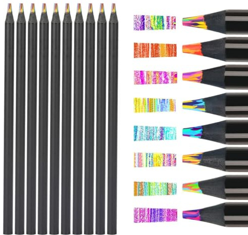 SGERUFZ 10 Pcs Crayons de Couleurs Arc-en-Ciel Set de Crayons de Bois pour Dessin Croquis Coloriage Idéal pour Enfants et Adultes