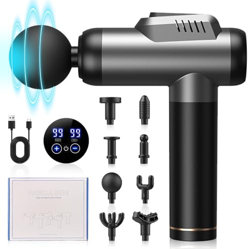 D L D Deep Tissue Massaggio Gun, Silent 99 Speed Professional Muscle Massaggiatore Gun, 8 Testine Massaggianti con Caricabatteria di tipo C per Casa, Ufficio, Sport, Massaggio muscolare e Relax.