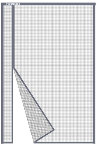 Risareyi Apertura Laterale Zanzariera Magnetica 70x230cm, Grigio | in Fibra di Vetro Rete Molto Resistente, Tenda Zanzariera Porta Finestra per Balcone, Chiusura Automatica, 4cm Nastro Adesivo
