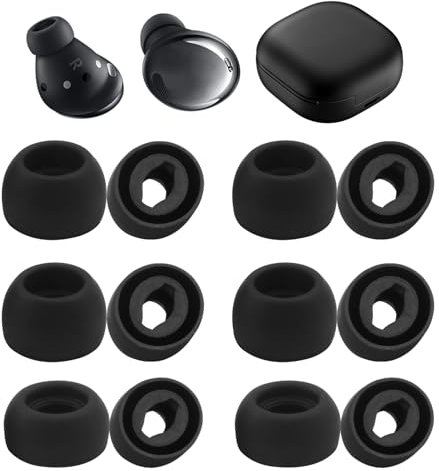 6 Pairs Replacement Ear Tips for Galaxy BudsPro, Black Silicone Earbuds Cap Compatible with Samsung SM-R190 Non-Slip Rubber Eartips Earplugs with Filters Noise Reduction Earplugs(S/M/L)