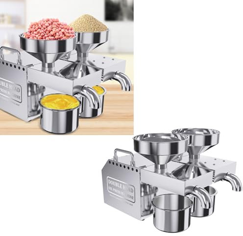 OZMDXKJ 600W, Kitchen Oil Press Machine, Automatic Cold& Hot Electric Oil Press Extractor, with Double Oil Outlets, with Intelligent, Temperature for Commercial Home Use