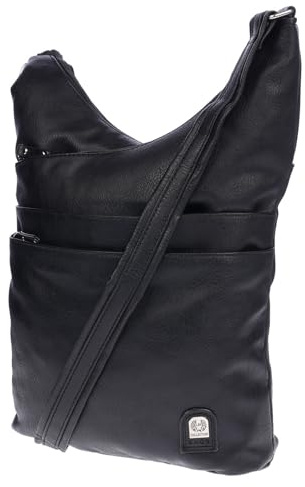 Christian Wippermann Schwarze Handtasche Für Damen - Maße: 27x38x10cm, Verstellbarer Gurt Bis 130cm - Hochwertiges PU - 3 Hauptfächer Mit Reißverschluss - Leicht - Damen Tasche Groß - Leder Optik