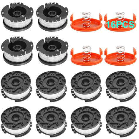 Viabrico 16 Pack String Trimmer Replacement Spool Compatible with Black+Decker, 30ft 0.065 AF-100 Autofeed Replacement Spools, Compatible with Black+Decker String Trimmers, 12 Line Spools+4 Springs