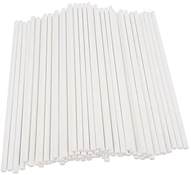 FUNNETOYU 100pièces Bâtonnets De Papier pour Sucettes Lot de Utilisation pour Gâteaux Et Fête Anniversaire Blanc Et Résistant