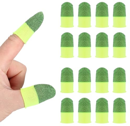 PATIKIL Guanti per Dita con Punta in Fibre d'Argento, 16 Pezzi Guanti per Gaming Antiscivolo Antitraspiranti per Dispositivi Touchscreen, Verde