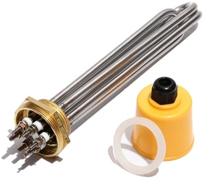 fengpeng Éléments chauffants électriques for réservoir d'eau solaire (DN32 = 1 1/4), 220 V/380 V, 3 kW, 4,5, 6, 9, 12(Gold,220V,12KW 355L DN32 201S)